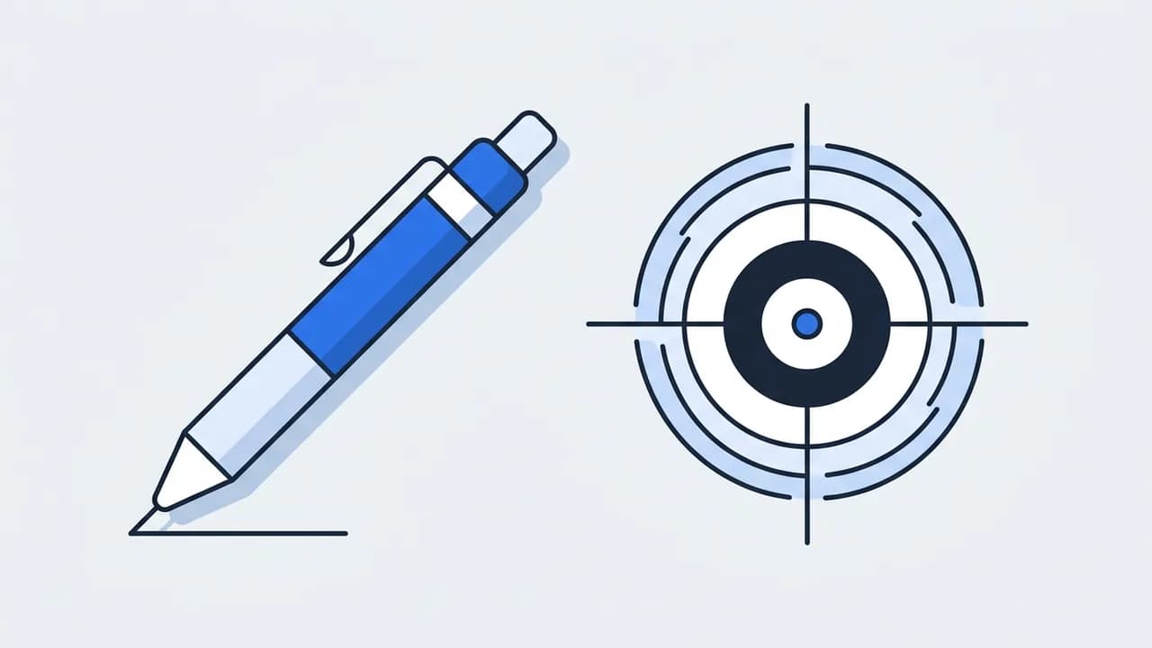 A flat illustration of a focused single point graphic highlighting precision and cognitive clarity.